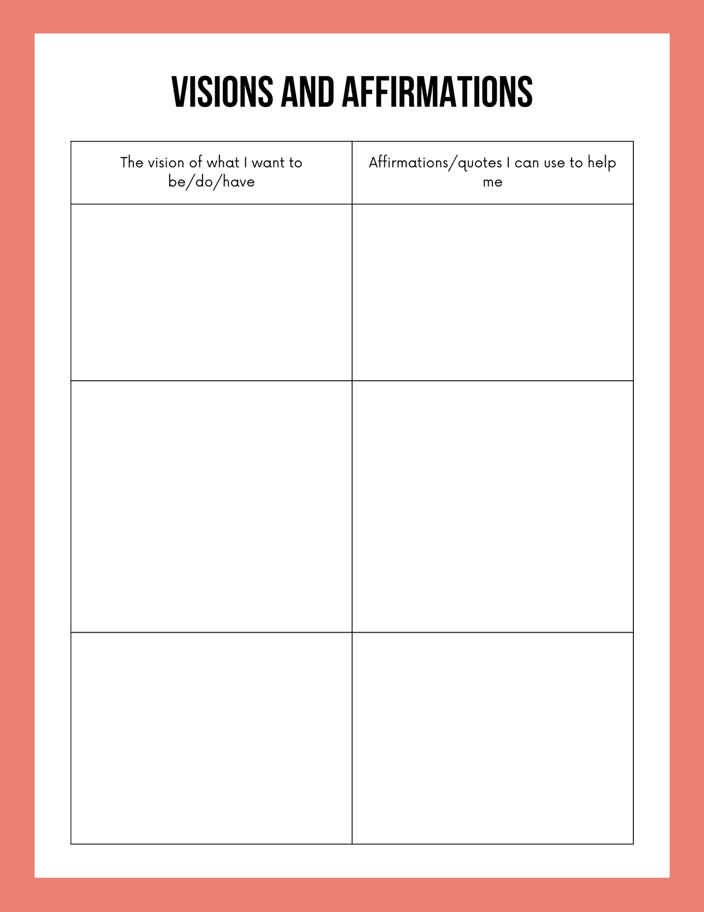 Vision Board Workbook