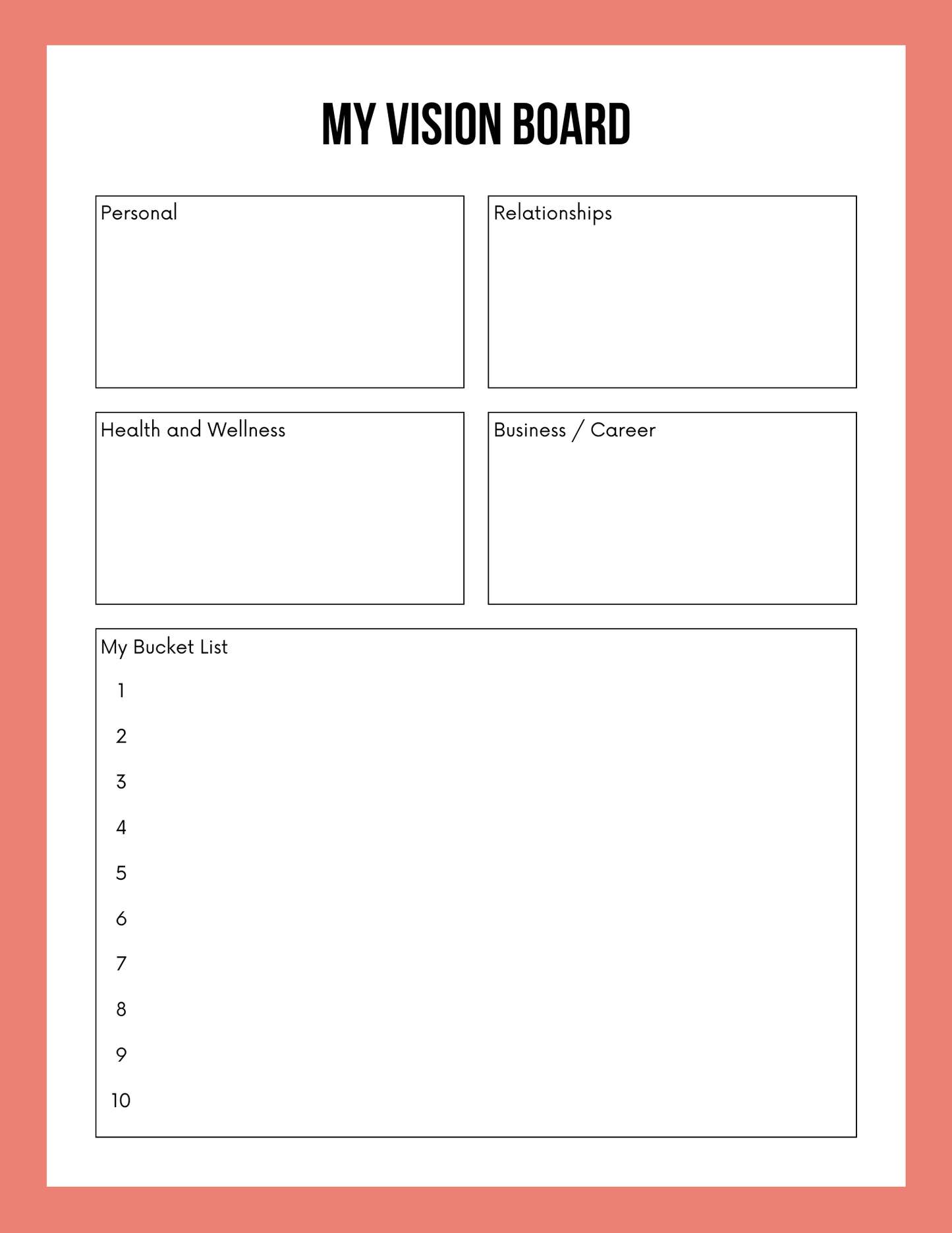 Vision Board Workbook