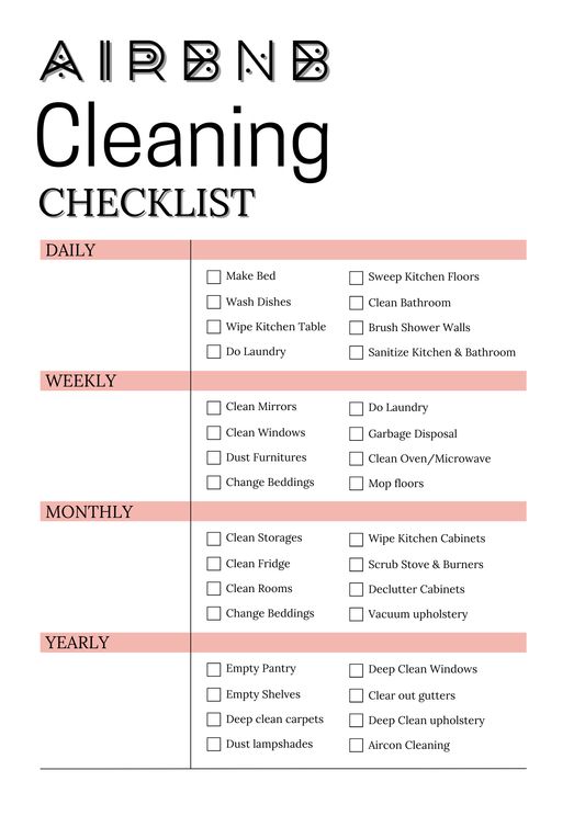 Airbnb Cleaning Checklist